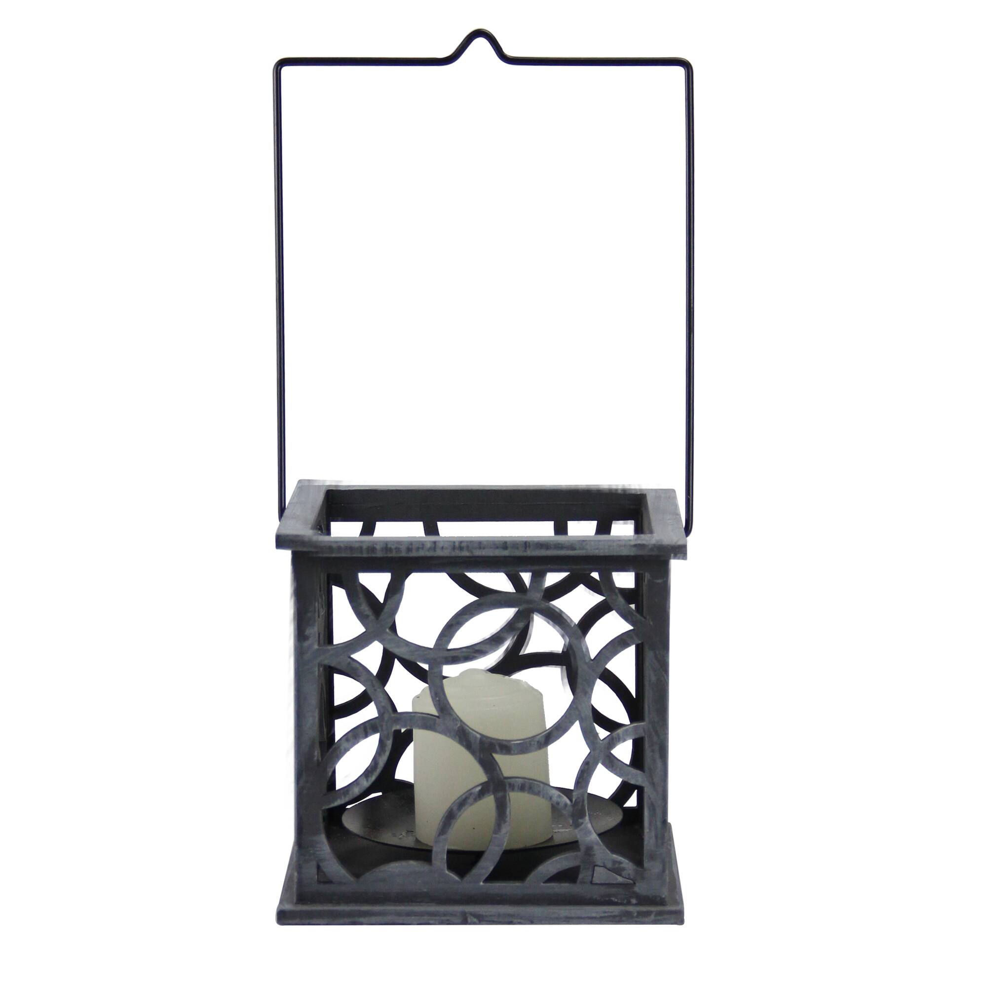 4.75" Cut-Out Circle Votive Candle Holder, Gray